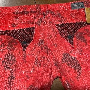 Men’s Robin’s Jean Red and Black with Red Diamonds size 38x34